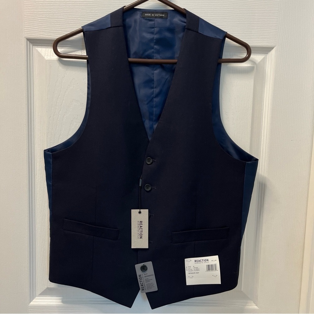 Kenneth Cole Reaction Men's Navy Vest Size small Formal Business - Picture 11 of 11